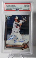 2022 Bowman - Chrome Prospect Autographs Creed Willems 1st Auto PSA 10 GEM RC