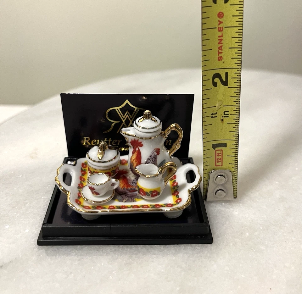 Reutter Porzellan Rooster Tea Setting Dollhouse Miniature - Image 3 of 4