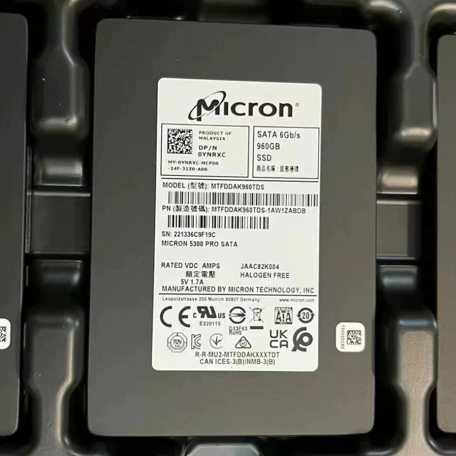 960GB SSD 5300 PRO SATA 6Gb/s Micron MTFDDAK960TDS-1AW1ZABDB DP/N 0YNRXC - Image 2 of 3