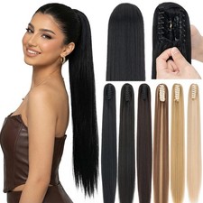 Long Real Ponytail Claw Clip in As Human Hair Extension Ponytail Thick Hairpiece