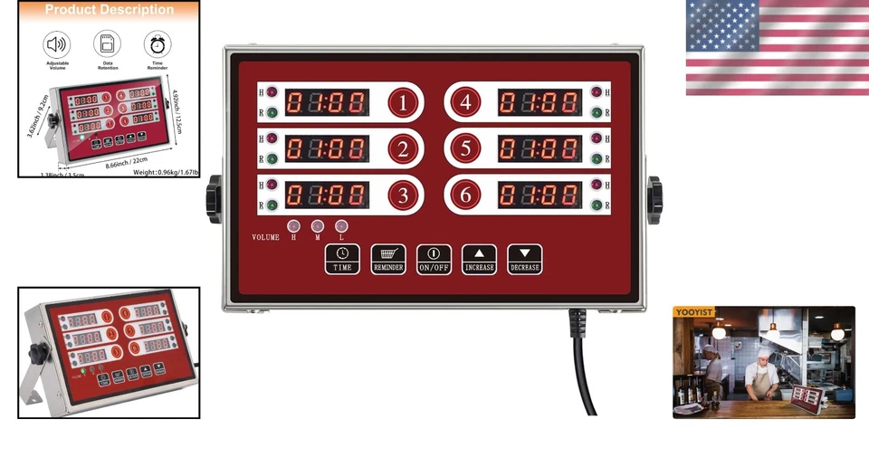 Professional Cooking Timer with Ultra Loud Alarm & 6 Separate Channel Settings - Image 2 of 4