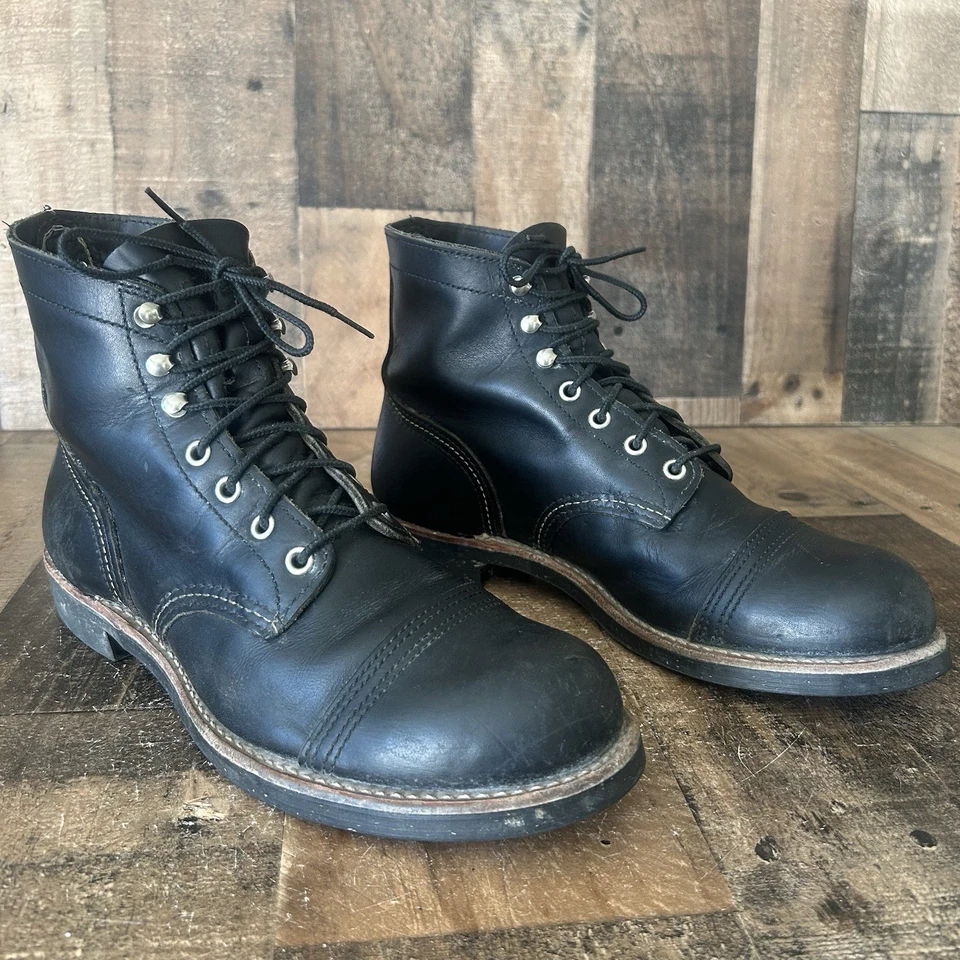 Red Wing 8114 Iron Ranger 皮革工作靴男式 8.5 D — 第 2/4 张图片