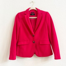 Talbots Aberdeen Red Knit Blazer Petite Two Button Cotton Blend Jacket Size S
