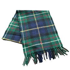 Vintage Ralph Lauren Lambswool Plaid Fringe Scarf Made In Scotland Tartan