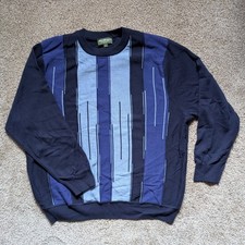 NWOT Norm Thompson Mens XL Pullover Sweater Blue Geometric Grandpa Vintage Ins