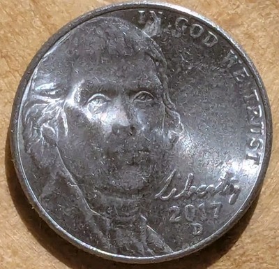 2017-D Jefferson Nickel 5c Struck Through Grease
