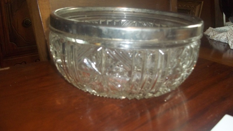 Vintage Raimond Cut Glass 8” Bowl with Silver Rim England