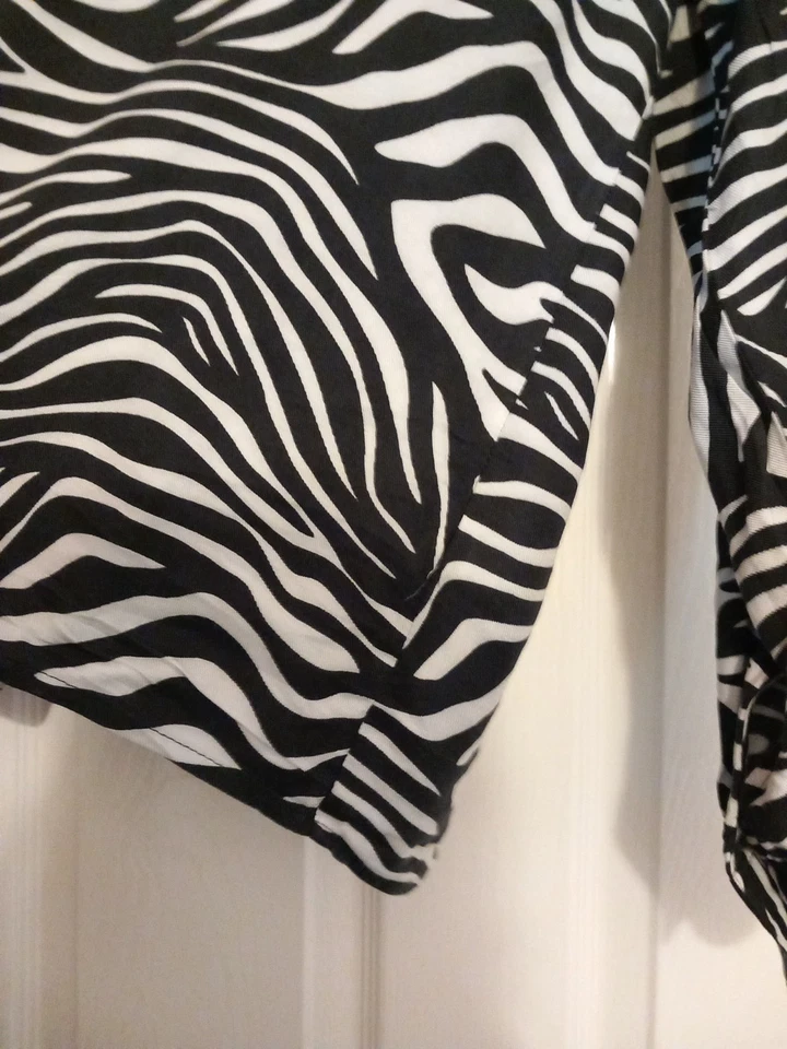 Black/white Zebra Stripe Long Roll Up Sleeves By Next Size 12 - Image 3 of 4