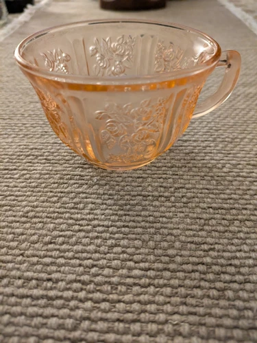 Vintage Pink Sharon Cabbage Rose Federal Depression Glass Tea Cup