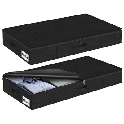 2 PCS Under Bed Storage Container Bins 4.5 Inch Slim Low Profile Organizer