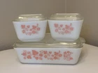 Vintage Pink Gooseberry Pyrex Refrigerator Dish Set with Lids | 501 (2), 503