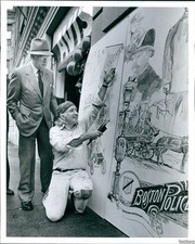 1983 Joe Jordan Sidewalk Sam Painting Mural Police Department Street Photo 8X10