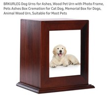 Wooden Pet Memorial Urn Photo Keepsake Box Pet Cremation Urn Dog Cat