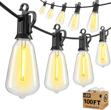 Outdoor String Lights Patio Lights, 100FT ST38 Shatterproof Dimmable Waterproof