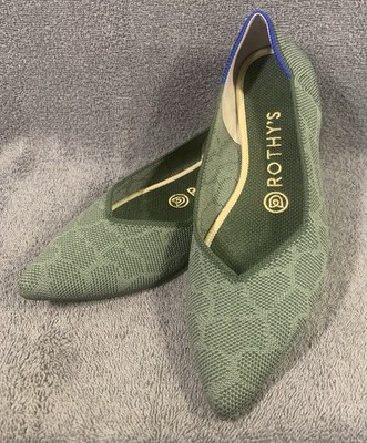 Rothy's The Point Safari Ballet Flats Women's US Size W7 Green Slip On Shoes