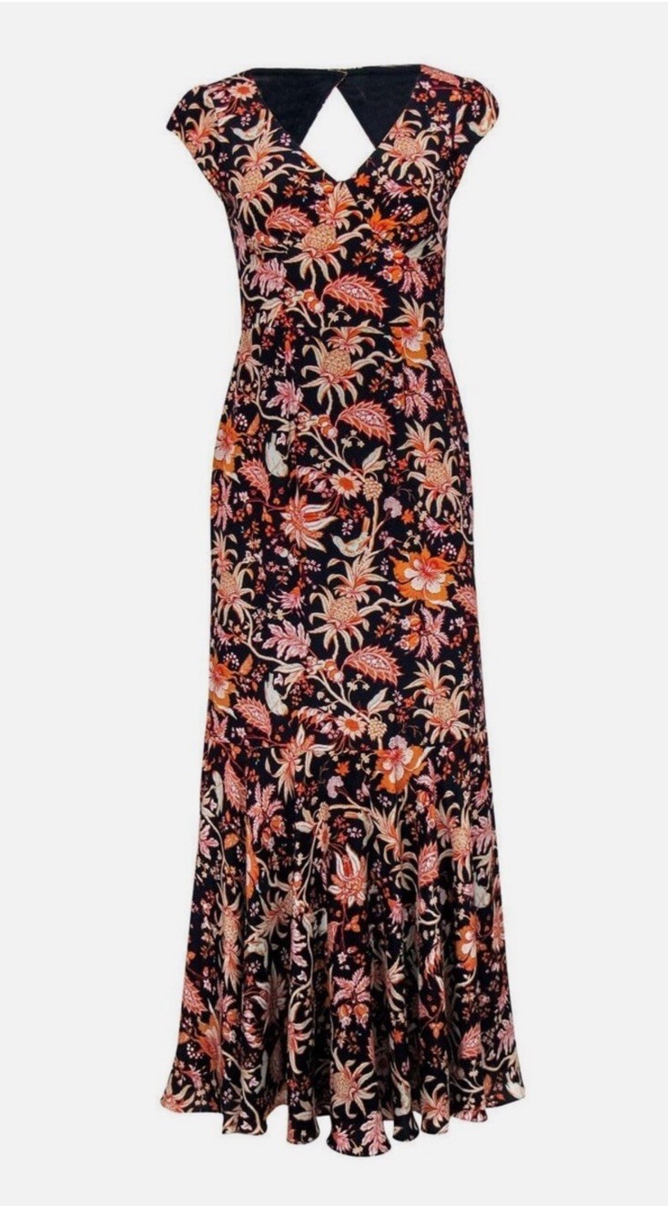 Anthropologie Leifsdottir 100% Silk Dress Floral  Women’s 0 Fit & Flare Mermaid