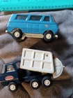 VINTAGE BLUE 5" TONKA VAN WITH TONKA DECALS  Metal & Garbage Truck White Blue