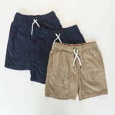 3 Cat Jack Boys Uniform Shorts Sz L 6/7 Pull On Navy Khaki Cotton Drawstring