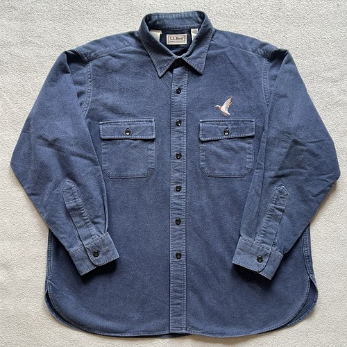 LL Bean Shirt Mens XL Embroidered Mallard Duck USA VTG Chamois Cloth
