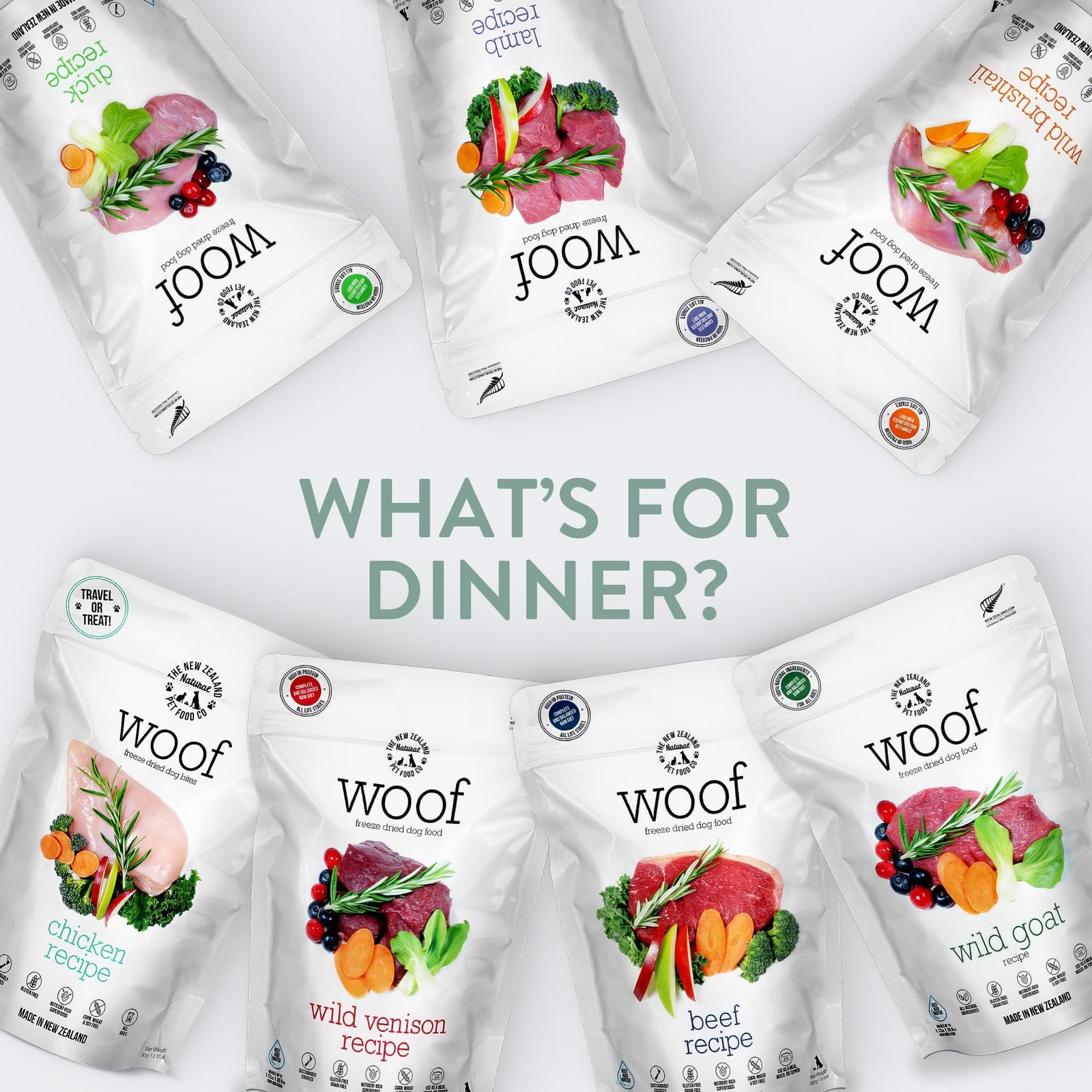 WOOF Freeze Dried Dog Food - Beef Recipe, High Protein, Use as a Complete Die...