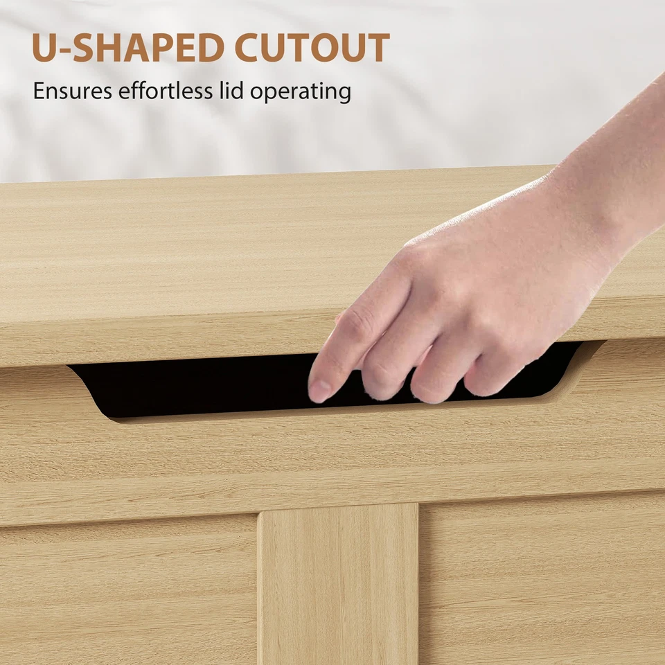 HOMCOM Storage Trunk with 2 Safety Hinges, 80cm, Natural Wood Finish - Image 4 of 4