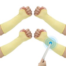 2Pairs S Arm Protectors Sleeve Cut Resistant Sleeve with Thumb Hole Yellow