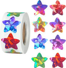 500 Pcs 1 Inch Colorful Holographic Star Shape Stickers for Crafts
