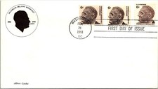 FDC 1968 SC #1305 Albers Cachet - DC Cancel - Strip Of 3 - J21659