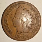 1887 US INDIAN HEAD CENT - VERY NICE USA PENNY - 1887-P