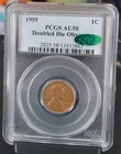 1955 DDO Lincoln Cent Wheat Penny, Doubled Die PCGS & CAC  AU58