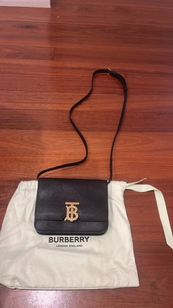 Burberry Black Leather TB Bag