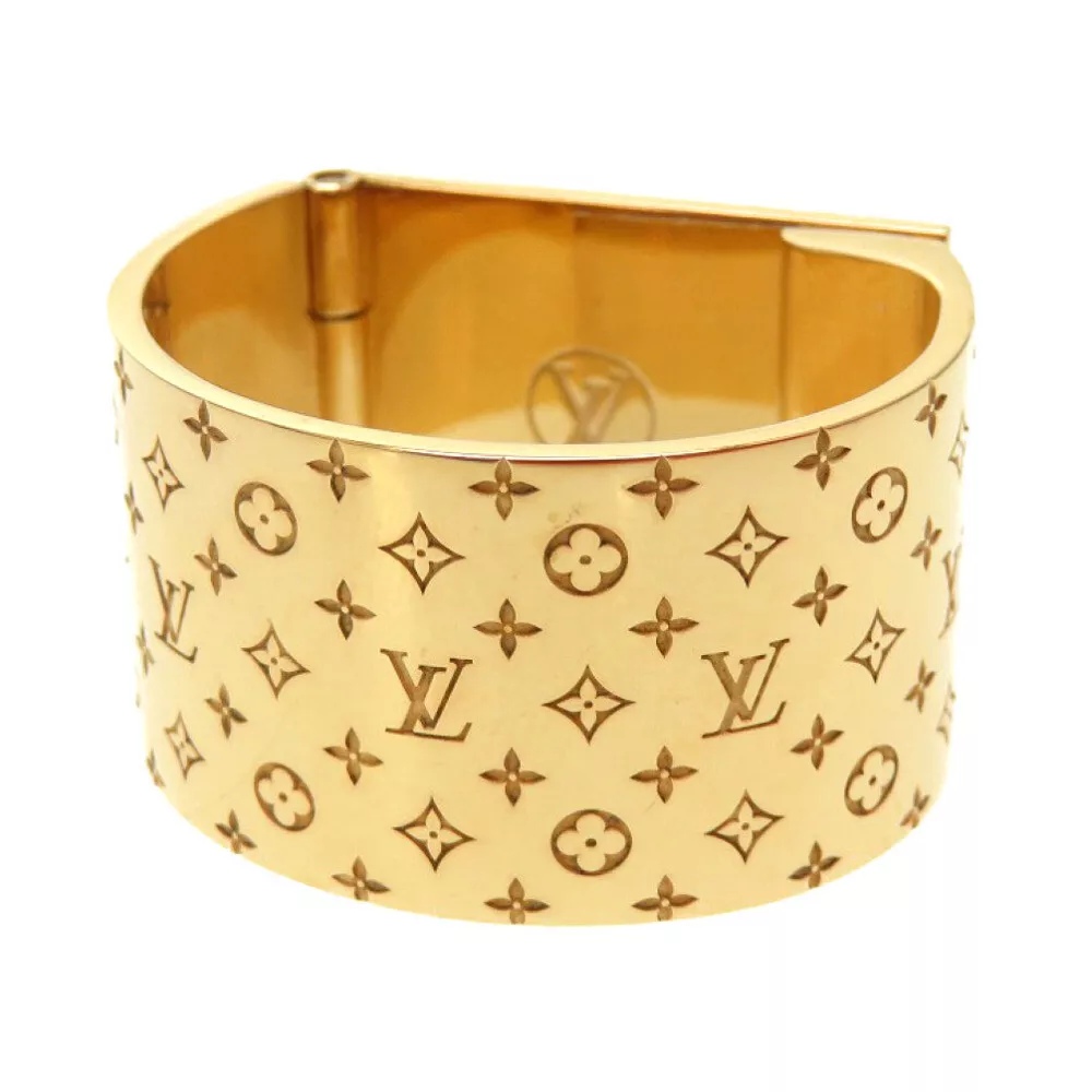 AUTHENTIC LOUIS VUITTON M00226 Monogram Textile Brooch Nanogram Scarf ring  Gold