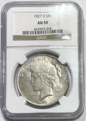1927-D Peace Silver Dollar NGC AU55 FREE SHIPPING JCMW