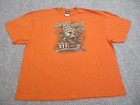 Harley Davidson Shirt Mens 4XL Orange Motorcycle Bike Biker Skull & Bones Logo