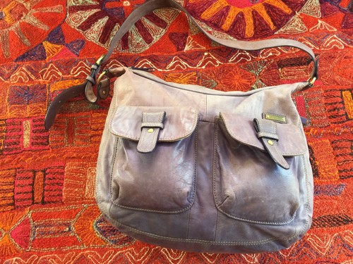 STORKSAK London "Emily" Purple Mauve Distressed Leather Designer Diaper Bag - Picture 7 of 11