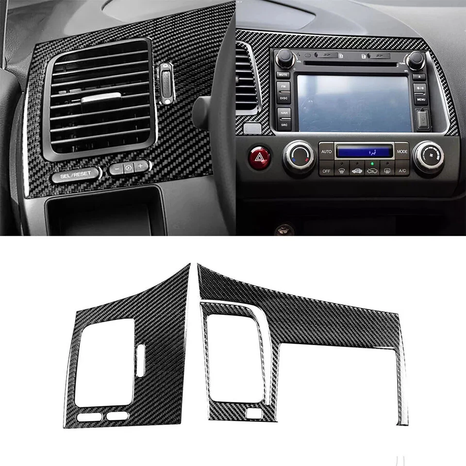 Kit completo de cubierta interior de fibra de carbono 29 piezas para Honda Civic 8th 2006-11 Foto 3 de 4