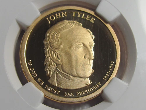 2009 S   - John Tyler Presidential Golden Dollar   NGC Cameo PR69