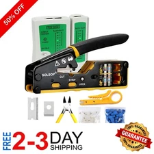 Lightweight Pass Through RJ45 Crimp Tool & Mini Tester for Quick Cable Assembly