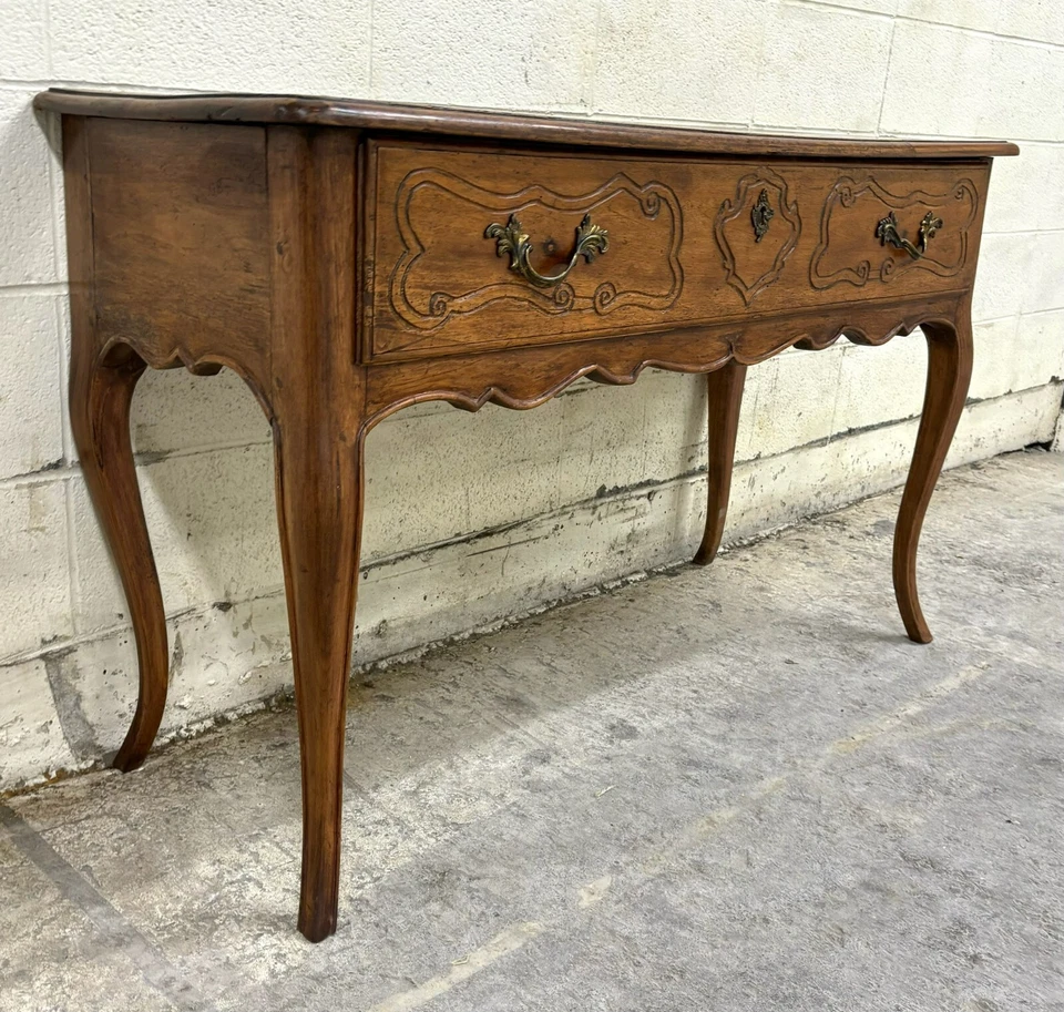 Антикварная дубовая консоль диван-стол 19 века во французском провинциальном стиле Людовика XV - Изображение 4 из 4