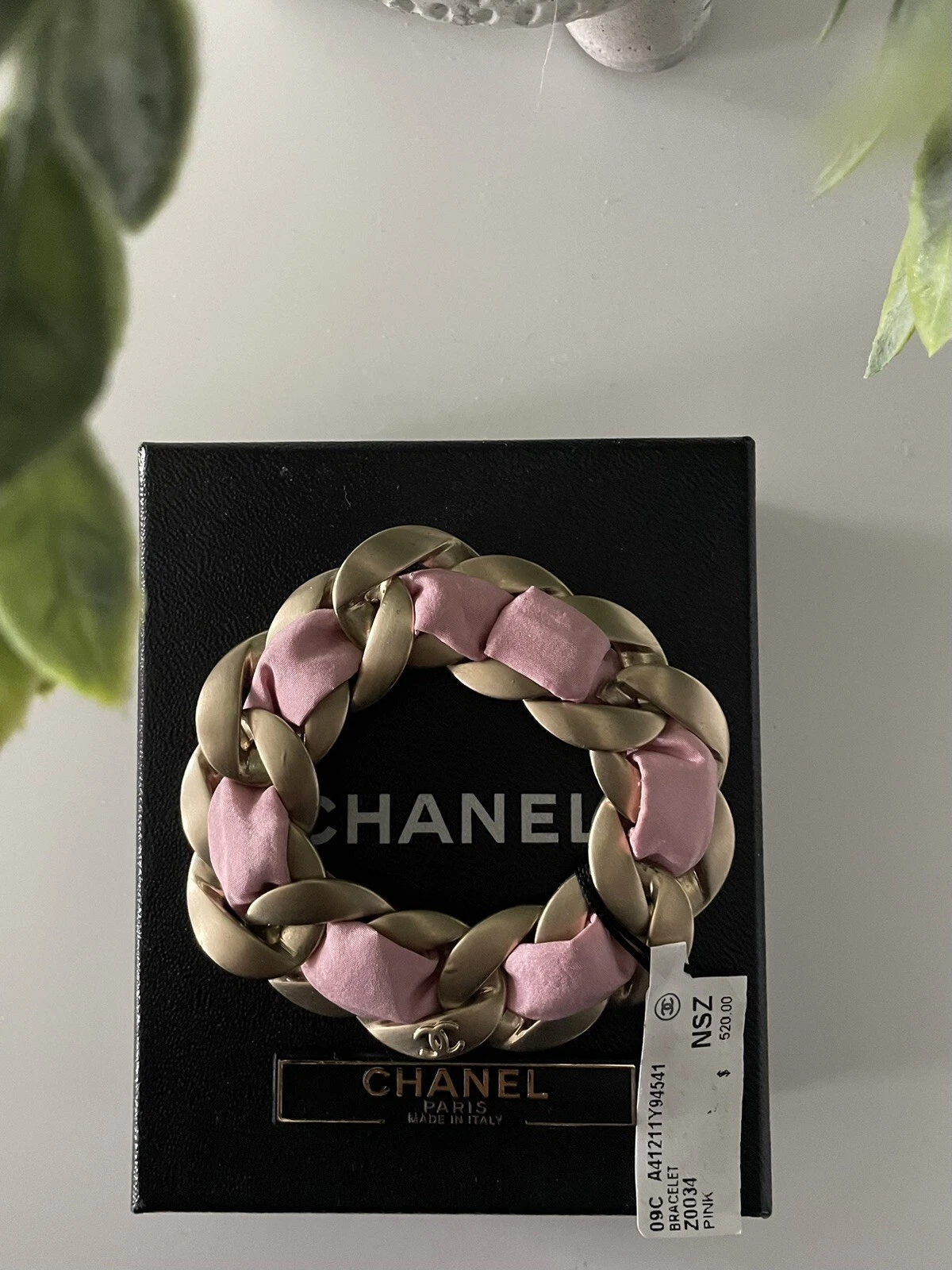 Bracciale Chanel Catena Oro Maglia Intrecciata In Rosa