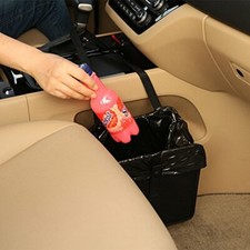 Portable Car Trash Can Garbage Bin Bag Organizer For Vehicles Waterproof Black
