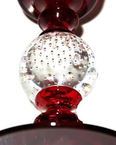 Pairpoint rubinrot kontrolliert Blase klar Kugel Herzstück Vase Urne 11 3/8" (A) - Bild 6 von 6
