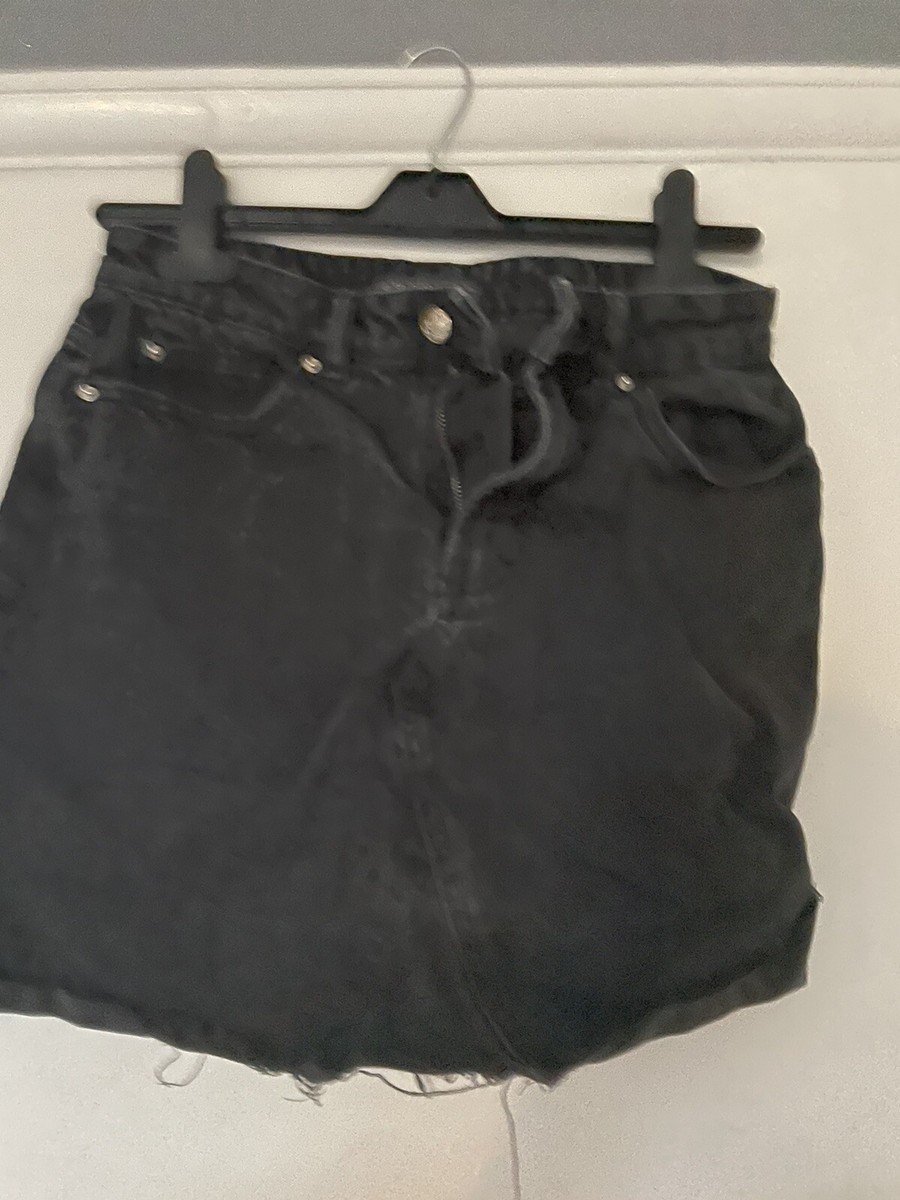Size 10 Acid Wash Black Denim Skirt Primark UK