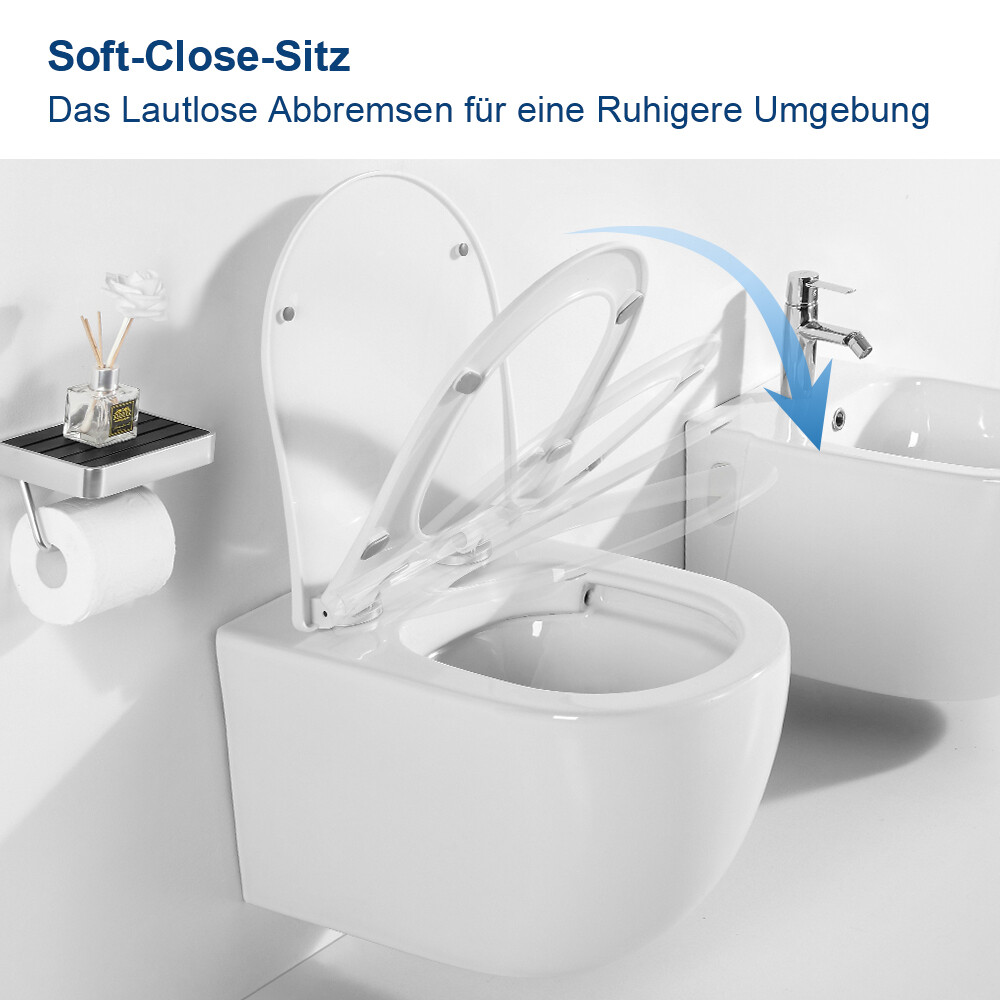 Spülrandloses Wand Hänge WC Toilette Absenkautomatik Soft Close Sitz UG03R