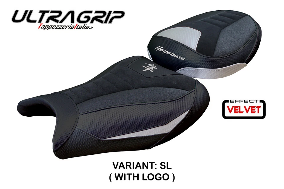 Cubierta de asiento Suzuki Hayabusa 2008-2018 2019 2020 Tappezzeria Ultragrip gamuza plateada Foto 2 de 4