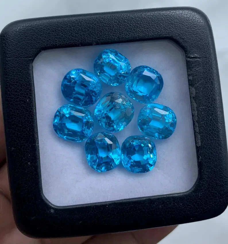 Swiss Blue Quartz Faceted Cut Gemstone, Cushion Swiss Blue Quartz, Loose Quartz - Image 3 of 4