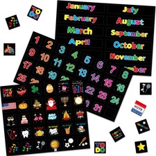 100Pcs Calendar Magnets Magnetic Numbers Month and Holiday Black