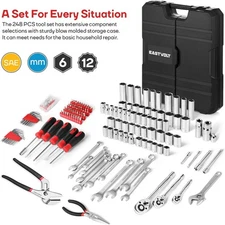 248 Pieces Mechanics Tool Set, General Purpose Mixed Sockets and Wrenches