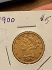 1900 gold liberty head $5 dollar coin
