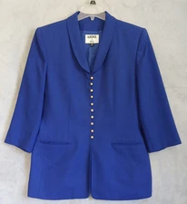Kasper ASL Women's Size 16 Blazer Royal Blue 90's Shoulder Pads Gold Buttons